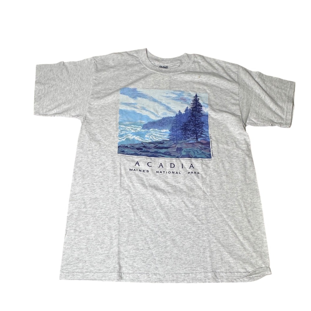 Liberty Graphics Acadia National Park T-Shirt Ash Gray Large Maine Nature Tee